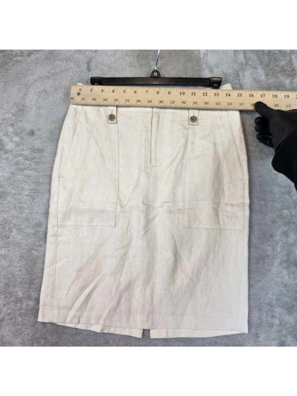 J Crew Skirt Womens 0 Cream Linen Pencil Knee Length Pockets Lined Zip Office - Picture 8 of 10